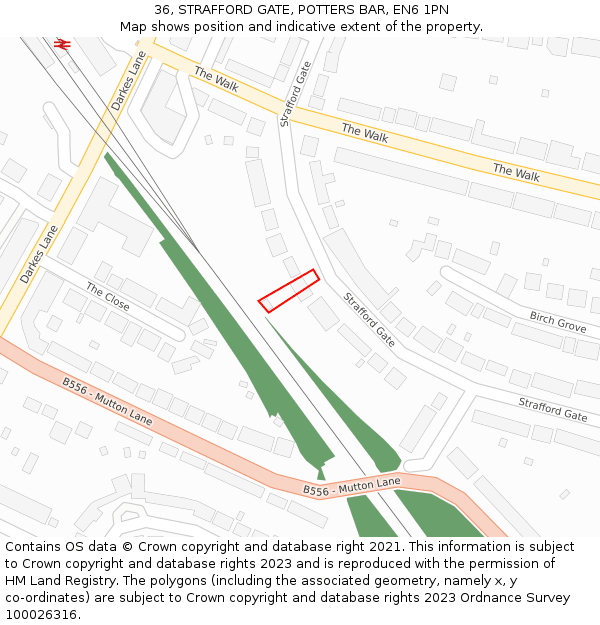 36, STRAFFORD GATE, POTTERS BAR, EN6 1PN: Location map and indicative extent of plot