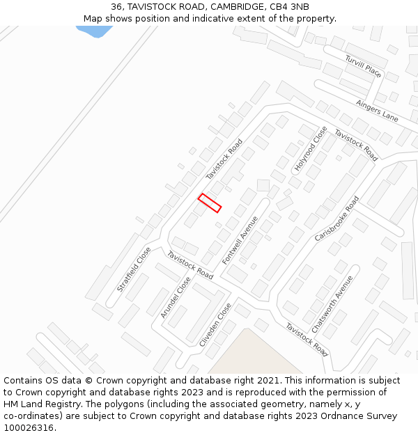 36, TAVISTOCK ROAD, CAMBRIDGE, CB4 3NB: Location map and indicative extent of plot