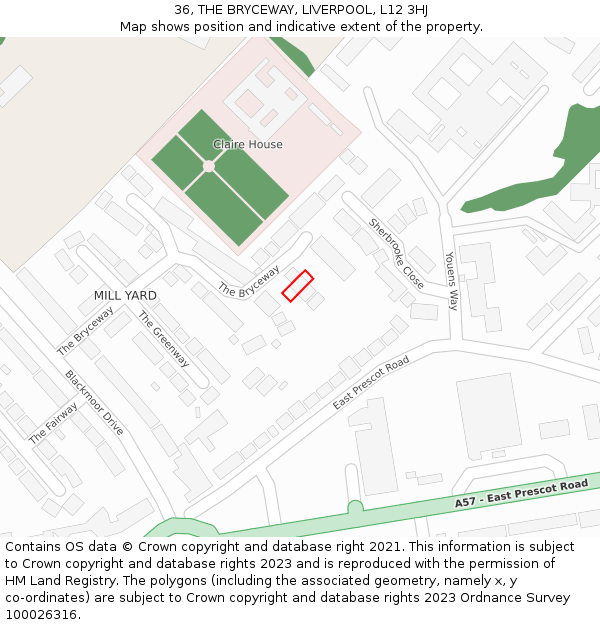 36, THE BRYCEWAY, LIVERPOOL, L12 3HJ: Location map and indicative extent of plot