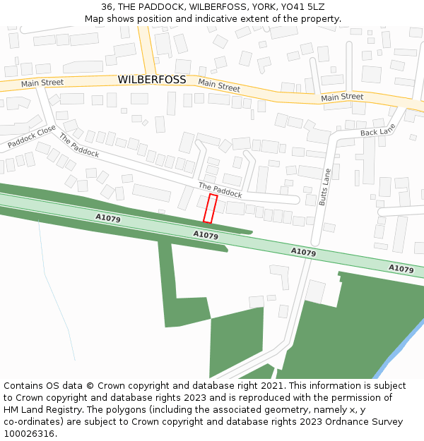 36, THE PADDOCK, WILBERFOSS, YORK, YO41 5LZ: Location map and indicative extent of plot