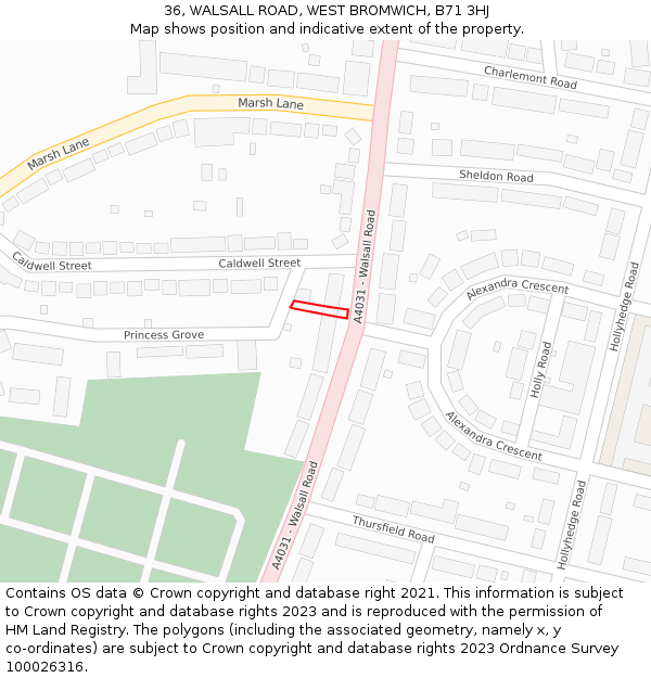 36, WALSALL ROAD, WEST BROMWICH, B71 3HJ: Location map and indicative extent of plot