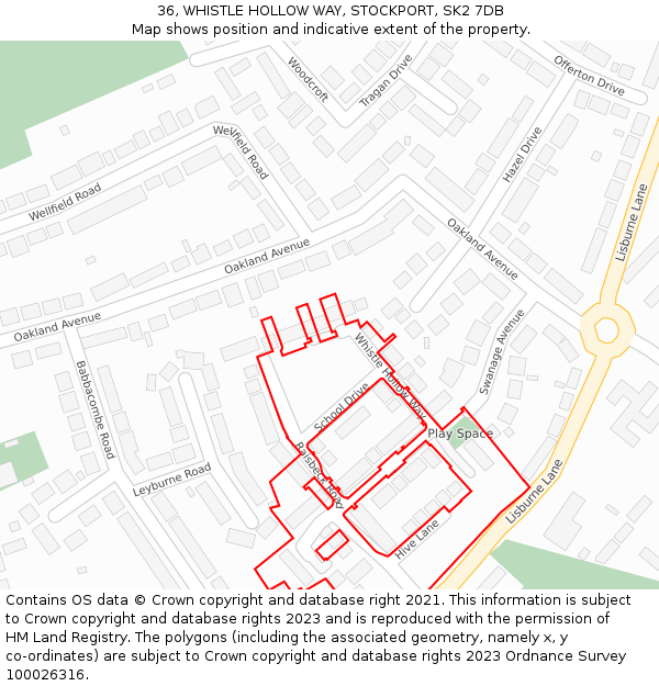 36, WHISTLE HOLLOW WAY, STOCKPORT, SK2 7DB: Location map and indicative extent of plot