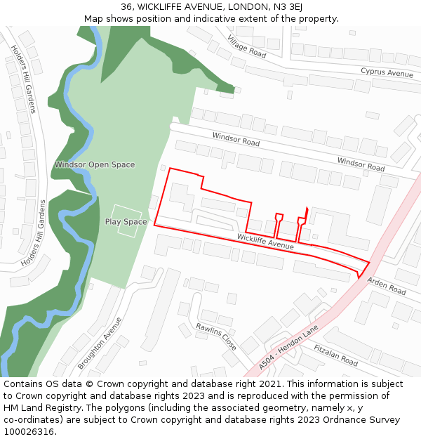 36, WICKLIFFE AVENUE, LONDON, N3 3EJ: Location map and indicative extent of plot