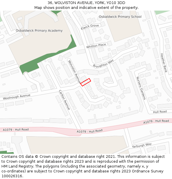 36, WOLVISTON AVENUE, YORK, YO10 3DD: Location map and indicative extent of plot