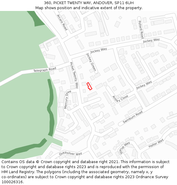 360, PICKET TWENTY WAY, ANDOVER, SP11 6UH: Location map and indicative extent of plot