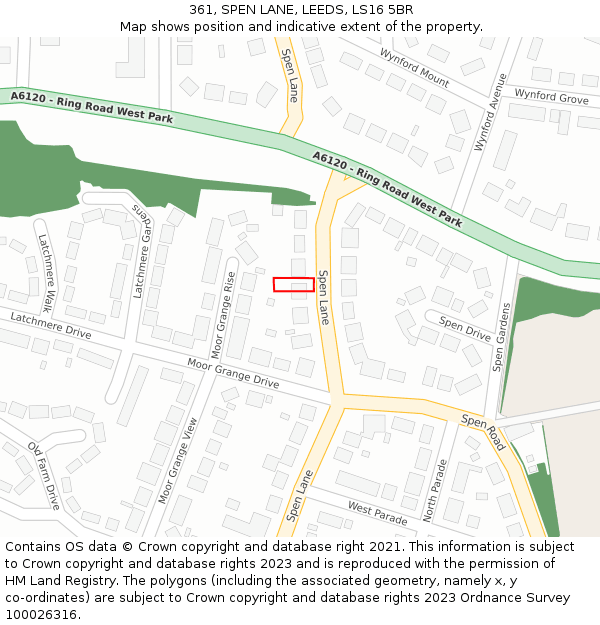 361, SPEN LANE, LEEDS, LS16 5BR: Location map and indicative extent of plot