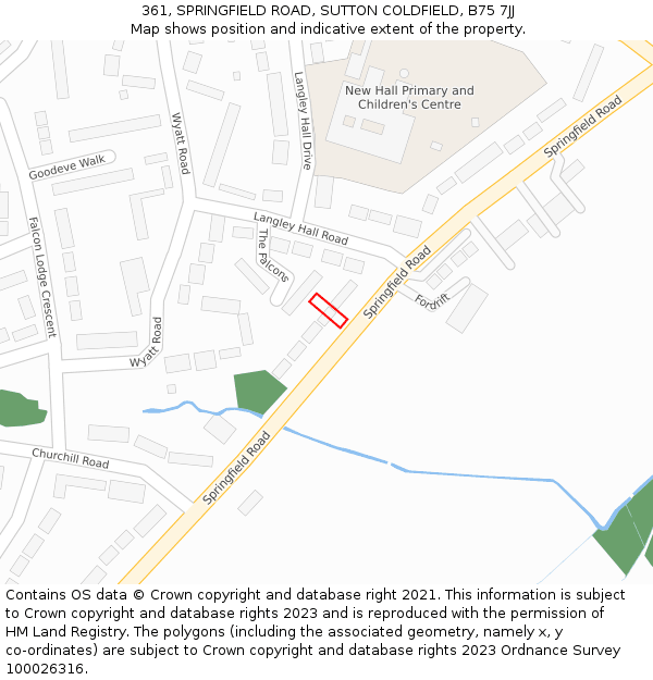 361, SPRINGFIELD ROAD, SUTTON COLDFIELD, B75 7JJ: Location map and indicative extent of plot