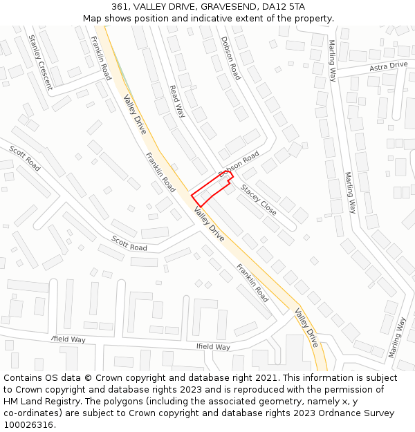361, VALLEY DRIVE, GRAVESEND, DA12 5TA: Location map and indicative extent of plot