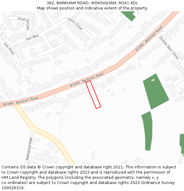 362, BARKHAM ROAD, WOKINGHAM, RG41 4DL: Location map and indicative extent of plot