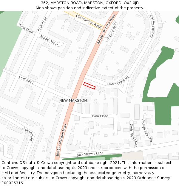 362, MARSTON ROAD, MARSTON, OXFORD, OX3 0JB: Location map and indicative extent of plot