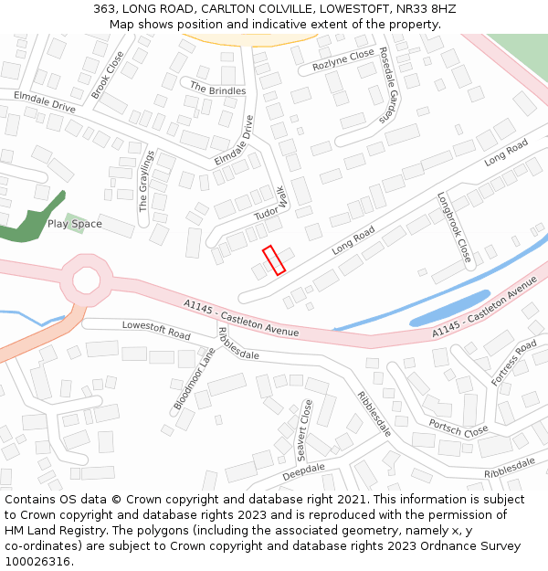 363, LONG ROAD, CARLTON COLVILLE, LOWESTOFT, NR33 8HZ: Location map and indicative extent of plot