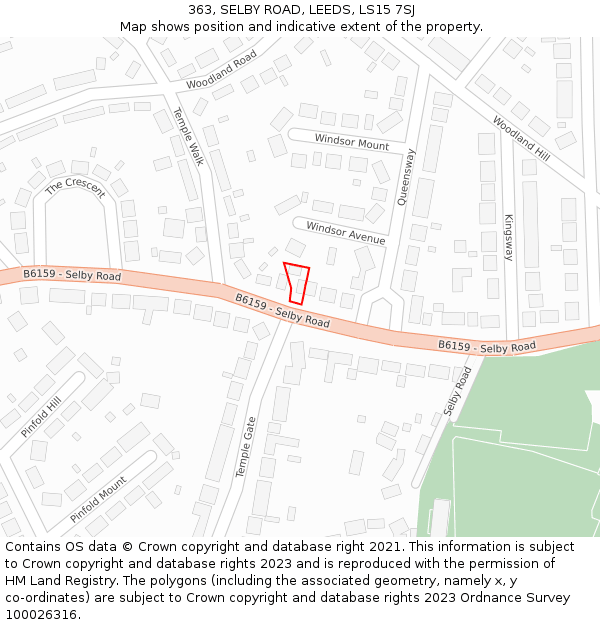 363, SELBY ROAD, LEEDS, LS15 7SJ: Location map and indicative extent of plot