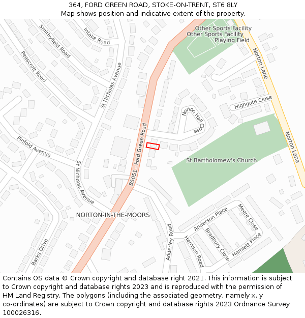 364, FORD GREEN ROAD, STOKE-ON-TRENT, ST6 8LY: Location map and indicative extent of plot