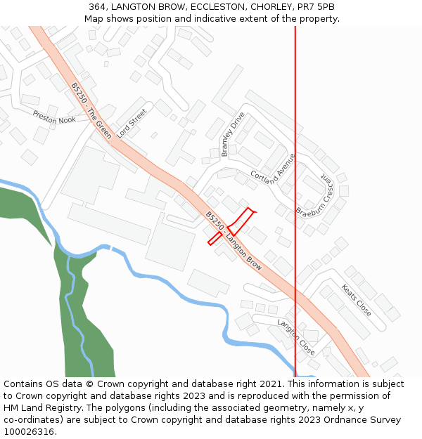 364, LANGTON BROW, ECCLESTON, CHORLEY, PR7 5PB: Location map and indicative extent of plot