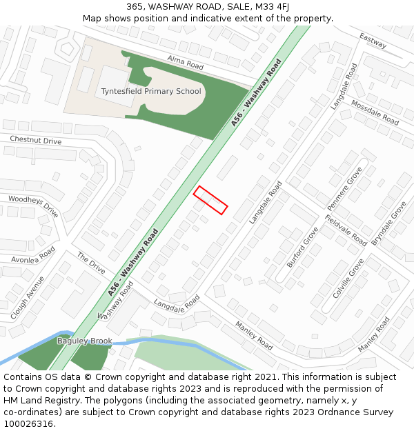 365, WASHWAY ROAD, SALE, M33 4FJ: Location map and indicative extent of plot