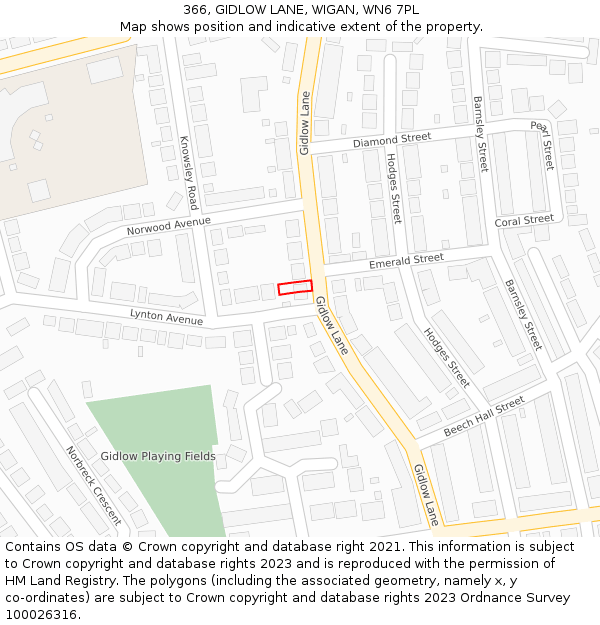 366, GIDLOW LANE, WIGAN, WN6 7PL: Location map and indicative extent of plot