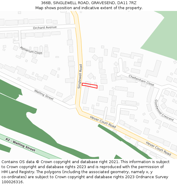 366B, SINGLEWELL ROAD, GRAVESEND, DA11 7RZ: Location map and indicative extent of plot