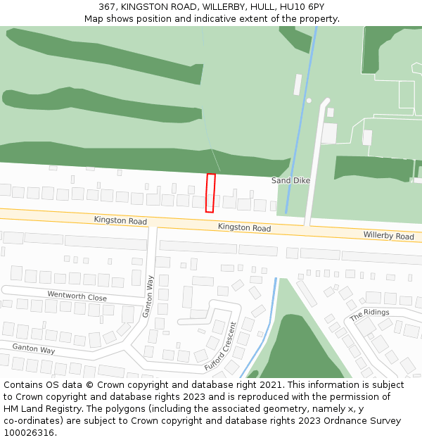 367, KINGSTON ROAD, WILLERBY, HULL, HU10 6PY: Location map and indicative extent of plot