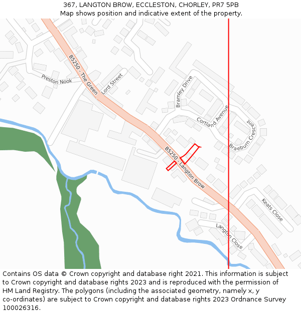 367, LANGTON BROW, ECCLESTON, CHORLEY, PR7 5PB: Location map and indicative extent of plot