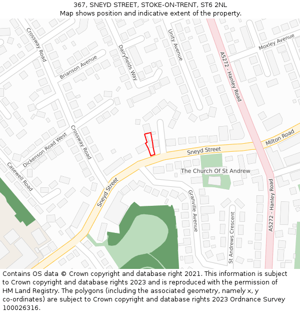 367, SNEYD STREET, STOKE-ON-TRENT, ST6 2NL: Location map and indicative extent of plot
