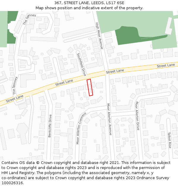 367, STREET LANE, LEEDS, LS17 6SE: Location map and indicative extent of plot