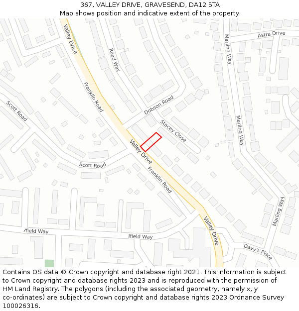 367, VALLEY DRIVE, GRAVESEND, DA12 5TA: Location map and indicative extent of plot