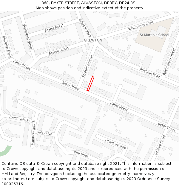 368, BAKER STREET, ALVASTON, DERBY, DE24 8SH: Location map and indicative extent of plot