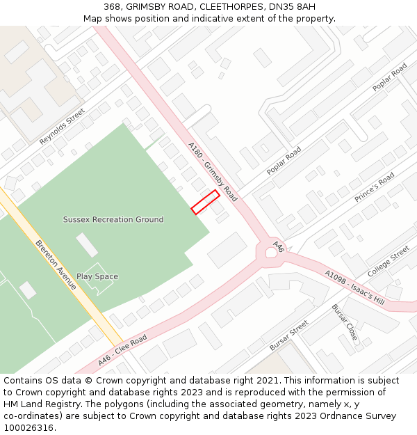 368, GRIMSBY ROAD, CLEETHORPES, DN35 8AH: Location map and indicative extent of plot