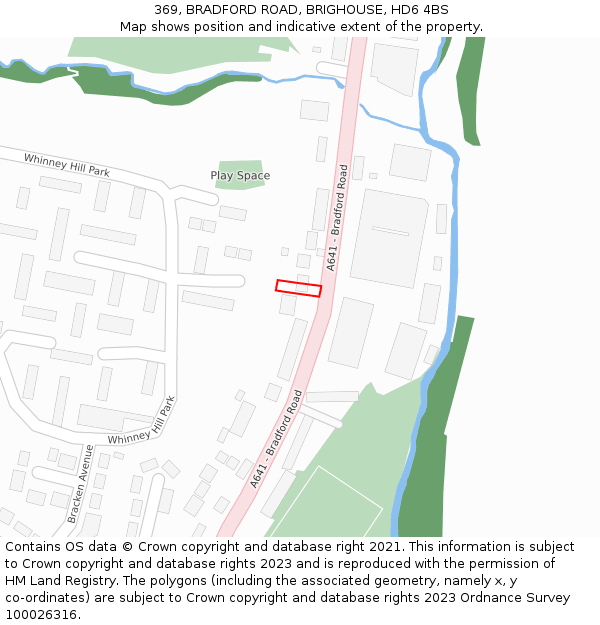 369, BRADFORD ROAD, BRIGHOUSE, HD6 4BS: Location map and indicative extent of plot