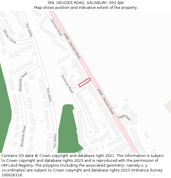 369, DEVIZES ROAD, SALISBURY, SP2 9JW: Location map and indicative extent of plot