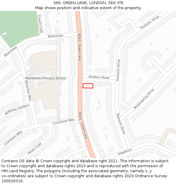 369, GREEN LANE, LONDON, SE9 3TE: Location map and indicative extent of plot