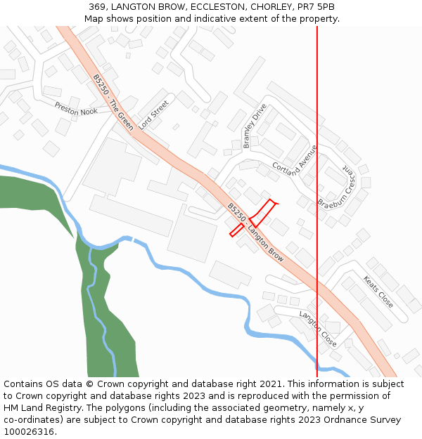 369, LANGTON BROW, ECCLESTON, CHORLEY, PR7 5PB: Location map and indicative extent of plot