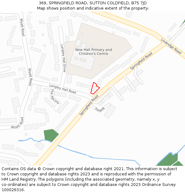 369, SPRINGFIELD ROAD, SUTTON COLDFIELD, B75 7JD: Location map and indicative extent of plot