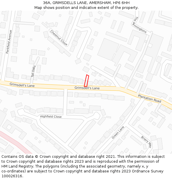 36A, GRIMSDELLS LANE, AMERSHAM, HP6 6HH: Location map and indicative extent of plot