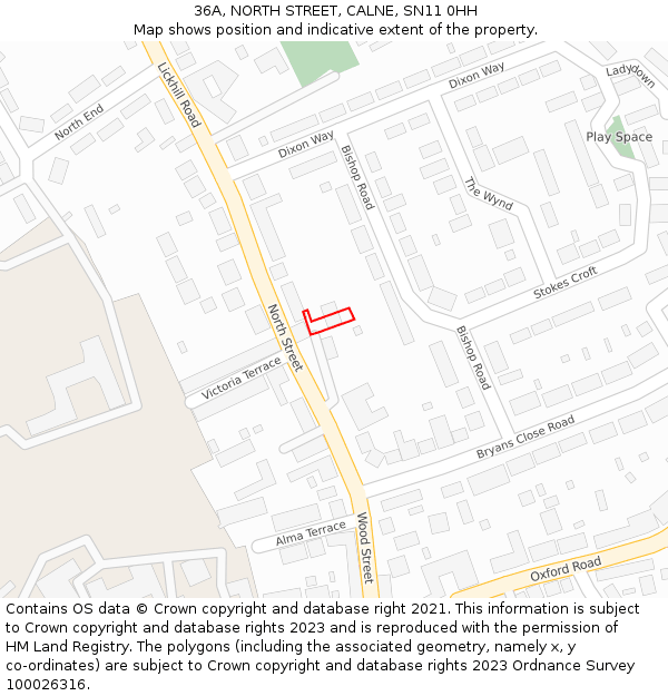 36A, NORTH STREET, CALNE, SN11 0HH: Location map and indicative extent of plot