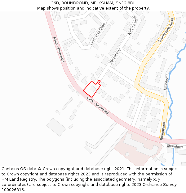 36B, ROUNDPOND, MELKSHAM, SN12 8DL: Location map and indicative extent of plot