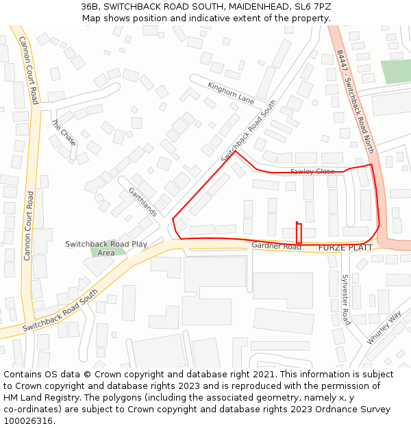 36B, SWITCHBACK ROAD SOUTH, MAIDENHEAD, SL6 7PZ: Location map and indicative extent of plot