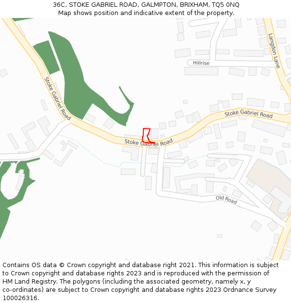 36C, STOKE GABRIEL ROAD, GALMPTON, BRIXHAM, TQ5 0NQ: Location map and indicative extent of plot