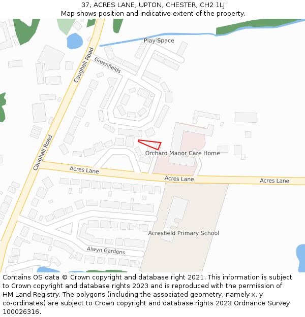 37, ACRES LANE, UPTON, CHESTER, CH2 1LJ: Location map and indicative extent of plot