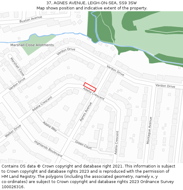 37, AGNES AVENUE, LEIGH-ON-SEA, SS9 3SW: Location map and indicative extent of plot