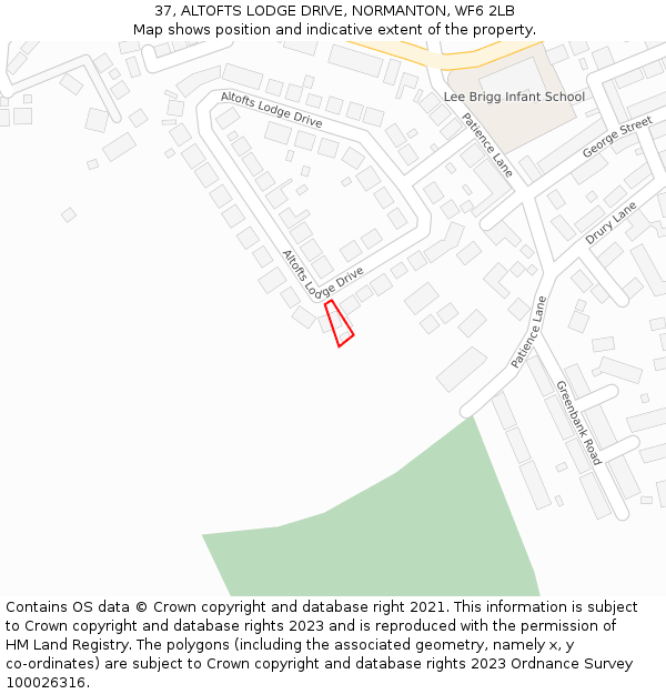 37, ALTOFTS LODGE DRIVE, NORMANTON, WF6 2LB: Location map and indicative extent of plot