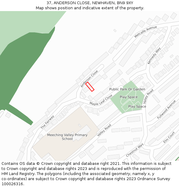 37, ANDERSON CLOSE, NEWHAVEN, BN9 9XY: Location map and indicative extent of plot