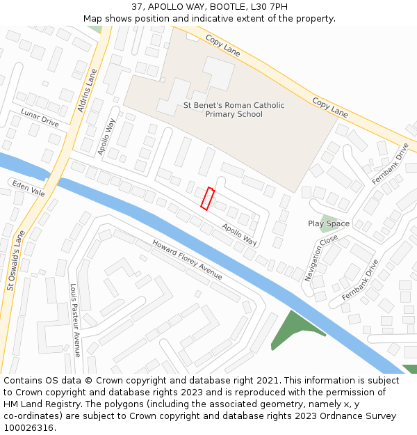 37, APOLLO WAY, BOOTLE, L30 7PH: Location map and indicative extent of plot