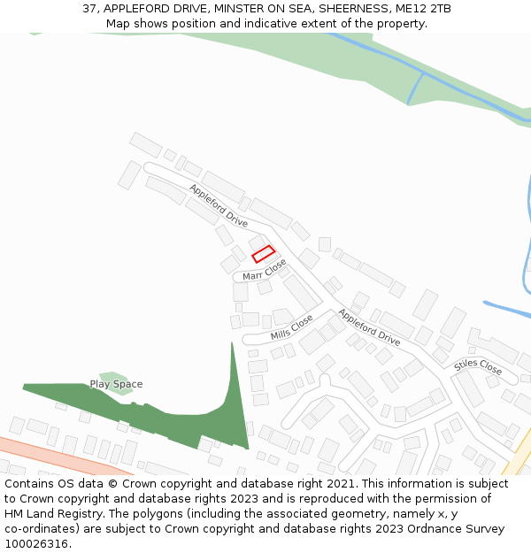 37, APPLEFORD DRIVE, MINSTER ON SEA, SHEERNESS, ME12 2TB: Location map and indicative extent of plot