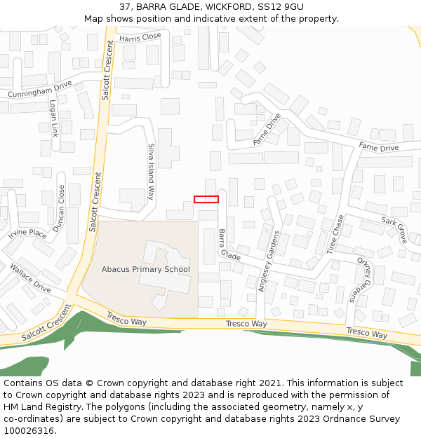 37, BARRA GLADE, WICKFORD, SS12 9GU: Location map and indicative extent of plot