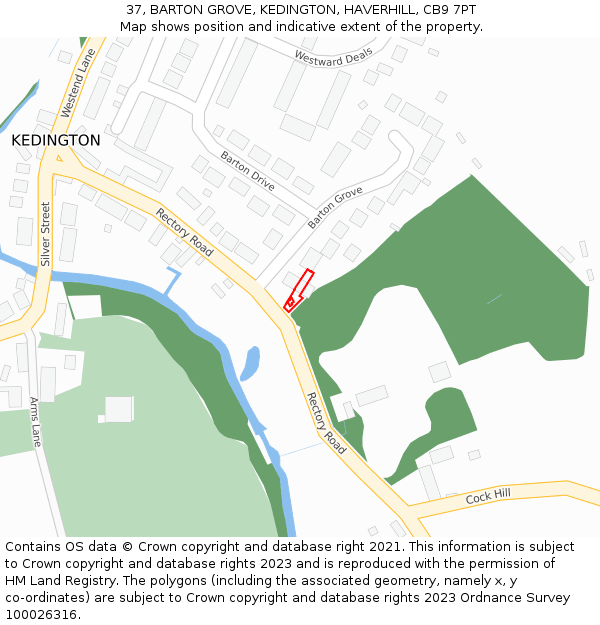 37, BARTON GROVE, KEDINGTON, HAVERHILL, CB9 7PT: Location map and indicative extent of plot