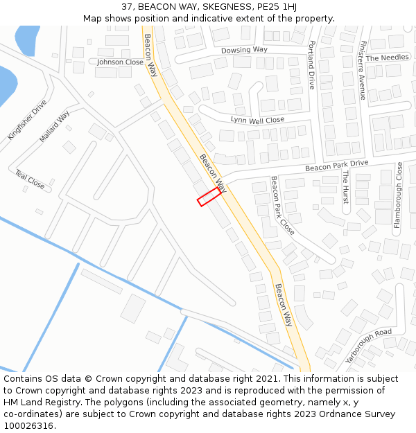 37, BEACON WAY, SKEGNESS, PE25 1HJ: Location map and indicative extent of plot