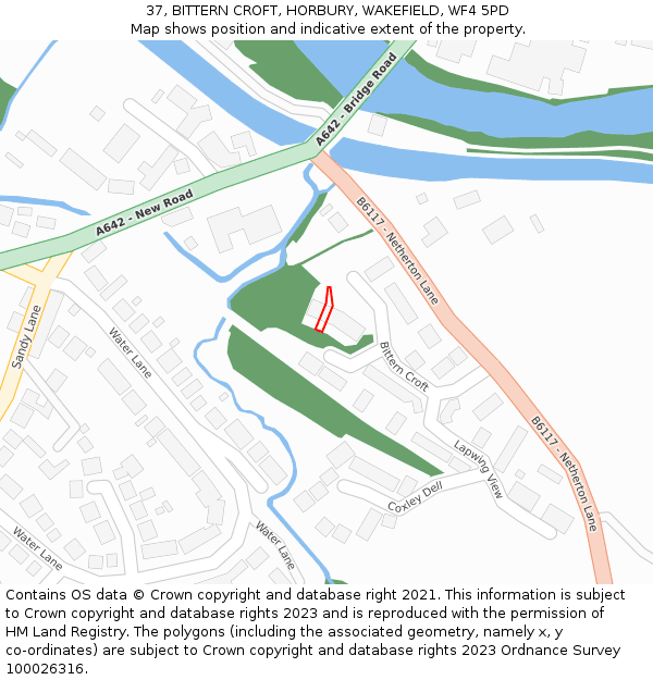37, BITTERN CROFT, HORBURY, WAKEFIELD, WF4 5PD: Location map and indicative extent of plot