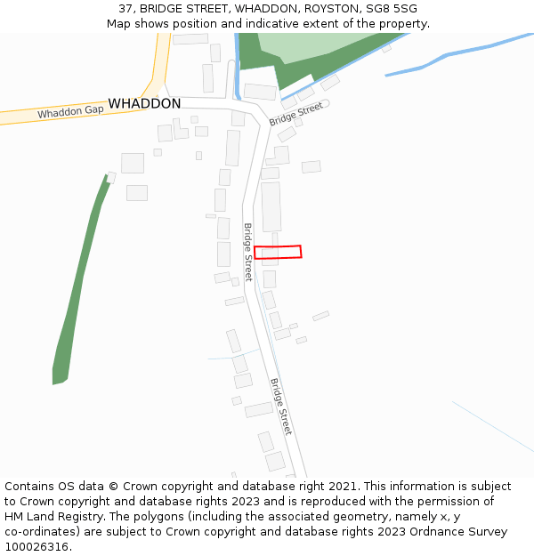 37, BRIDGE STREET, WHADDON, ROYSTON, SG8 5SG: Location map and indicative extent of plot