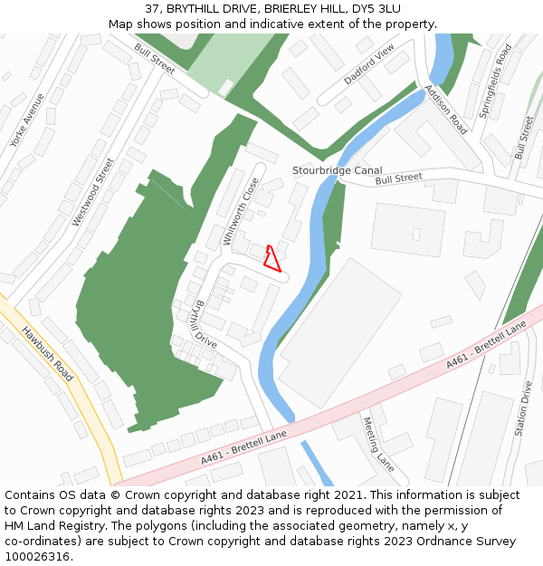 37, BRYTHILL DRIVE, BRIERLEY HILL, DY5 3LU: Location map and indicative extent of plot